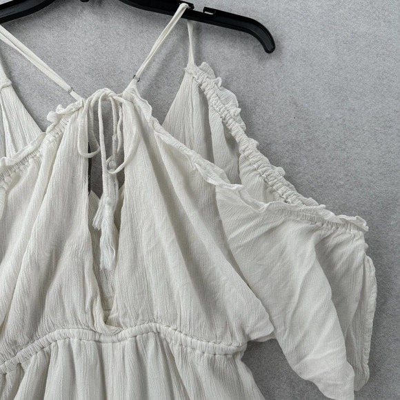 Lovers +‎ Friends Womens SMALL Romper Ruffle Open Back Slouchy Gauze Ruffle Boho - Picture 9 of 15